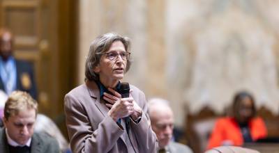 LSS Photography photo.
Rep. Lisa Callan, D-Issaquah, speaks on the House floor. She has worked on legislation to reduce isolation and restraint for six years.