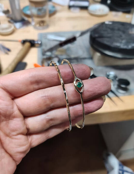 Leah working in her studio.