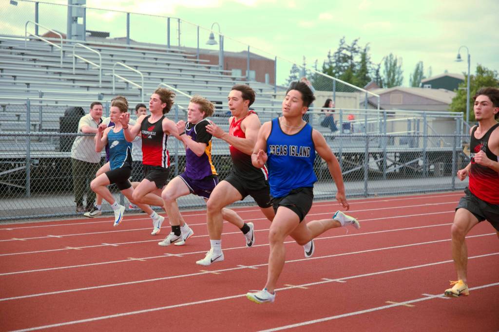 Darrell Kirk photo.
Orcas Island High School student-athletes at Mt. Vernon on Thursday, May 7.