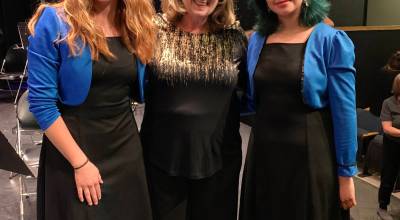 Contributed photos.
Graduating strings seniors Lola Walker (left) and Yeneisy Marquez Arevalo (right) with Pamela Wright.