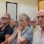 Darrell Kirk photo.
Former patients and community members listen intently at the Orcas Island Health District Board meeting at the Orcas Island Library.