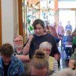 Darrell Kirk photo.
Former patients and community members speak up at the Orcas Island Health District Board meeting at the Orcas Island Library.